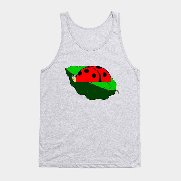 Lady Bug on a Leaf Tank Top by YudyisJudy